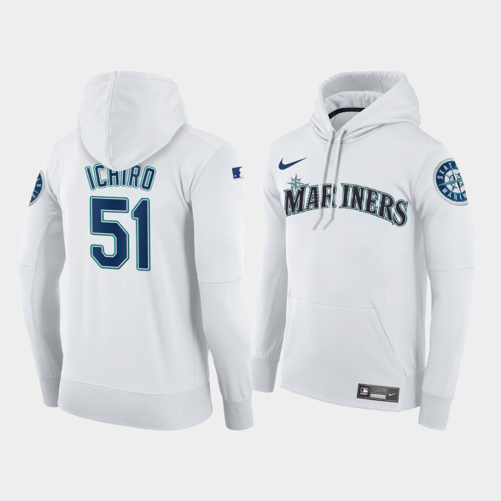 Men Seattle Mariners 51 Ichiro white home hoodie 2021 MLB Nike Jerseys